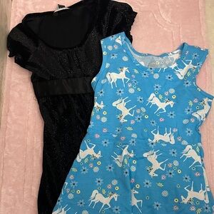 George Kids Dresses - Black and Blue Unicorn Print